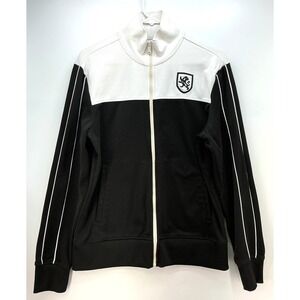 Express Y2K Studio Varsity Track Jacket Sz M Vntg Black White Preppy Athleisure